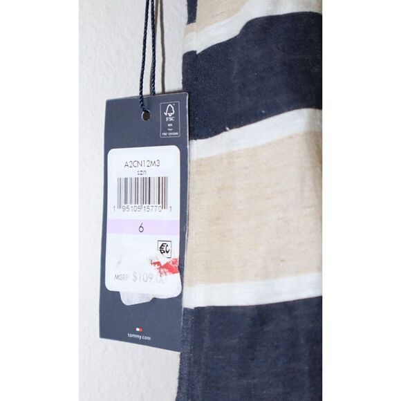 Tommy Hilfiger Women’s Sz 6 (Small) Striped Colorblocked Linen Shift Dress $109+ - Picture 5 of 13